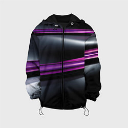 Куртка с капюшоном детская Фиолетовые полосы на черном фоне, цвет: 3D-черный