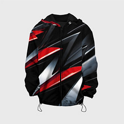 Куртка с капюшоном детская Red black abstract, цвет: 3D-черный