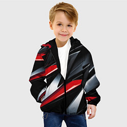 Куртка с капюшоном детская Red black abstract, цвет: 3D-черный — фото 2