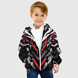 Куртка с капюшоном детская Красный скелетный киберпанк доспех, цвет: 3D-белый — фото 2