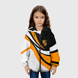 Куртка с капюшоном детская Porsche - Оранжевая абстракция, цвет: 3D-черный — фото 2