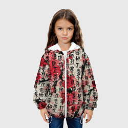 Куртка с капюшоном детская Японский стиль паттерны, цвет: 3D-белый — фото 2
