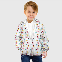 Куртка с капюшоном детская Новогодняя разноцветная гирлянда, цвет: 3D-белый — фото 2