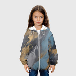Куртка с капюшоном детская Мазки краски - нейросеть, цвет: 3D-белый — фото 2