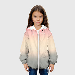 Куртка с капюшоном детская Персиковый и серый градиент, цвет: 3D-белый — фото 2
