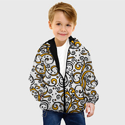 Куртка с капюшоном детская Жёлтый кружевной узор, цвет: 3D-черный — фото 2