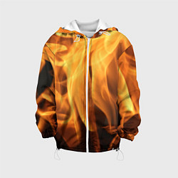 Куртка с капюшоном детская Языки пламень, цвет: 3D-белый