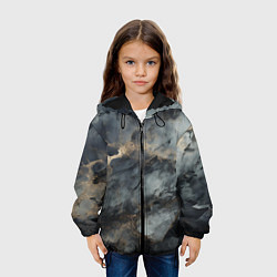 Куртка с капюшоном детская Темно-серый мрамор, цвет: 3D-черный — фото 2