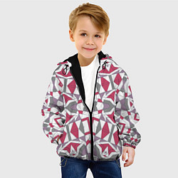 Куртка с капюшоном детская Геометрический узор красно серый, цвет: 3D-черный — фото 2