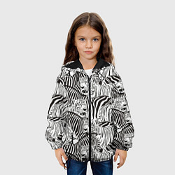 Куртка с капюшоном детская Зебры и тигры, цвет: 3D-черный — фото 2