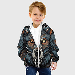 Куртка с капюшоном детская Дикий волк с узорами, цвет: 3D-белый — фото 2