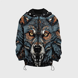 Куртка с капюшоном детская Дикий волк с узорами, цвет: 3D-черный