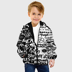Куртка с капюшоном детская Логотипы лучших групп черно белый, цвет: 3D-черный — фото 2