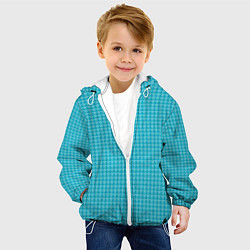 Куртка с капюшоном детская Мелкие снежинки паттерн голубой, цвет: 3D-белый — фото 2