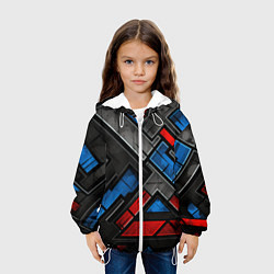 Куртка с капюшоном детская Темная абстракция из геометрических фигур, цвет: 3D-белый — фото 2