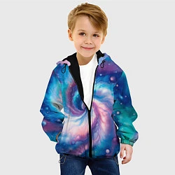 Куртка с капюшоном детская Галактический тай-дай, цвет: 3D-черный — фото 2