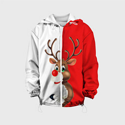 Куртка с капюшоном детская Christmas deer art, цвет: 3D-белый