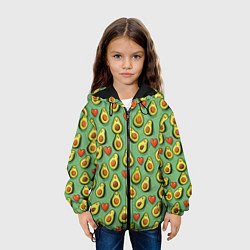 Куртка с капюшоном детская Авокадо и сердечки, цвет: 3D-черный — фото 2