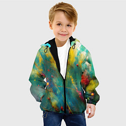 Куртка с капюшоном детская Абстрактные мазки краски, цвет: 3D-черный — фото 2