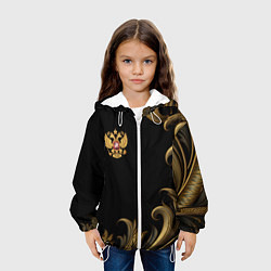 Куртка с капюшоном детская Герб России и золотистый узор, цвет: 3D-белый — фото 2