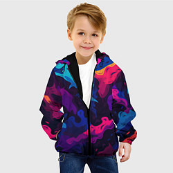 Куртка с капюшоном детская Яркие абстрактные фигуры, цвет: 3D-черный — фото 2