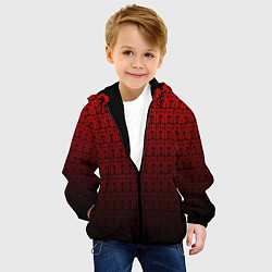 Куртка с капюшоном детская Красно-чёрный ажурный градиент, цвет: 3D-черный — фото 2
