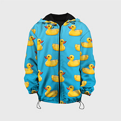 Куртка с капюшоном детская Желтые резиновые уточки для ванны, цвет: 3D-черный