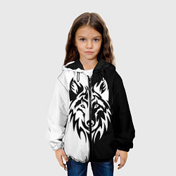 Куртка с капюшоном детская Волк чёрно-белый, цвет: 3D-черный — фото 2