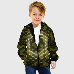 Куртка с капюшоном детская Гексагональная броня, цвет: 3D-черный — фото 2
