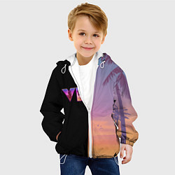 Куртка с капюшоном детская GTA 6 пальмы, цвет: 3D-белый — фото 2