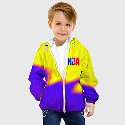 Куртка с капюшоном детская НБА баскетбол краски неоновые желтые, цвет: 3D-белый — фото 2