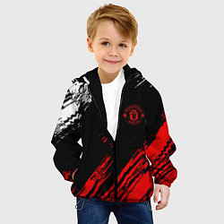 Куртка с капюшоном детская ФК Манчестер Юнайтед спортивные краски, цвет: 3D-черный — фото 2