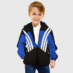 Куртка с капюшоном детская Олимпийка 90х - полоски, цвет: 3D-черный — фото 2