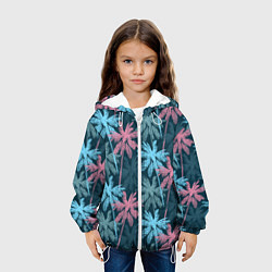 Куртка с капюшоном детская Паттерн - пальмы, цвет: 3D-белый — фото 2