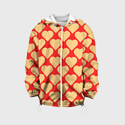 Куртка с капюшоном детская Охристые сердца, цвет: 3D-белый