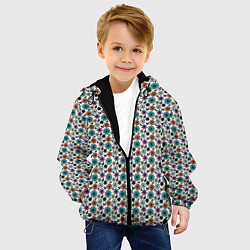 Куртка с капюшоном детская Цветочный паттерн молочный, цвет: 3D-черный — фото 2