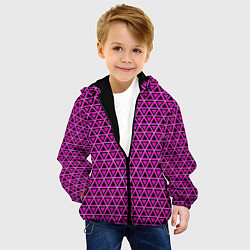 Куртка с капюшоном детская Розовые и чёрные треугольники, цвет: 3D-черный — фото 2