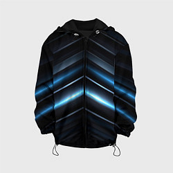 Куртка с капюшоном детская Синий неоновый яркий свет на черном абстрактном фо, цвет: 3D-черный