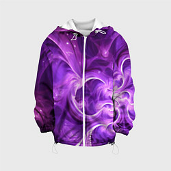 Куртка с капюшоном детская Фиолетовая фрактальная абстракция, цвет: 3D-белый