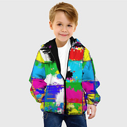 Куртка с капюшоном детская Абстракция - пэчворк, цвет: 3D-черный — фото 2