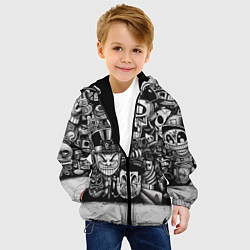 Куртка с капюшоном детская Стена с граффити, цвет: 3D-черный — фото 2