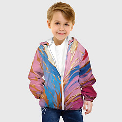 Куртка с капюшоном детская Жидкая краска синего и розового цвета с золотой кр, цвет: 3D-белый — фото 2