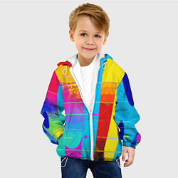 Куртка с капюшоном детская Цветная абстракция - поп арт, цвет: 3D-белый — фото 2