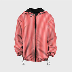 Куртка с капюшоном детская Красно-розовый тонкие полосы, цвет: 3D-черный