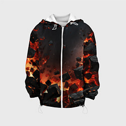 Куртка с капюшоном детская Взрыв плит и огонь, цвет: 3D-белый