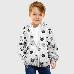 Куртка с капюшоном детская Черно-белые магические котики - паттерн, цвет: 3D-белый — фото 2