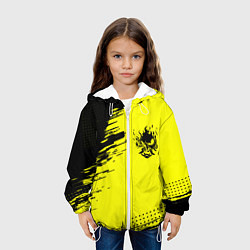 Куртка с капюшоном детская Cyberpunk 2077 краски на чёрном, цвет: 3D-белый — фото 2