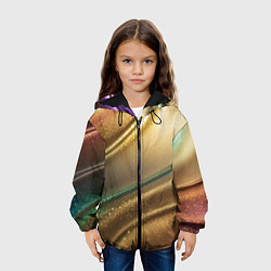 Куртка с капюшоном детская Плавные рельефы с блёстками, цвет: 3D-черный — фото 2