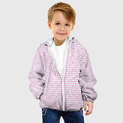 Куртка с капюшоном детская Полосатый розовый паттерн с сердечками, цвет: 3D-белый — фото 2