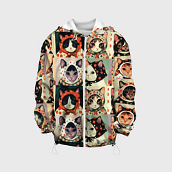 Куртка с капюшоном детская Кот Алёнка - поп арт, цвет: 3D-белый